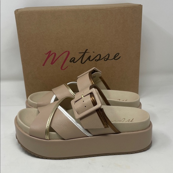 Matisse Micah Leather Beige Strappy Platform Sandals Size 8 Brand New In Box main image 2